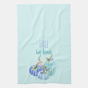Linge De Cuisine Bleu sarcelle Aqua Taupe Citrouille Automne