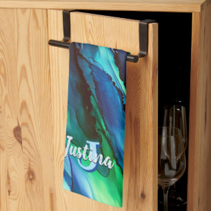 Linge De Cuisine Bleu sauvage Océanique Encre d'alcool