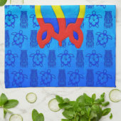 Linge De Cuisine Bleu Tiki de Rasta Honu (Plié)