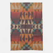 Linge De Cuisine Bleu turquoise Beige Rouge foncé Art Tribal Brown  (Vertical)