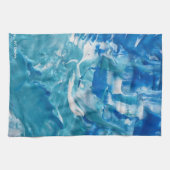 Linge De Cuisine Bleu Turquoise blanc Abstrait acrylique (Horizontal)