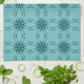 Linge De Cuisine bleu turquoise, cool, abstraction fleur tendance (Plié)