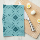 Linge De Cuisine bleu turquoise, cool, abstraction fleur tendance (Quart Plié)
