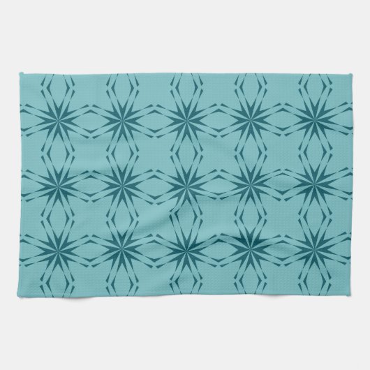 Linge De Cuisine bleu turquoise, cool, abstraction fleur tendance (Horizontal)