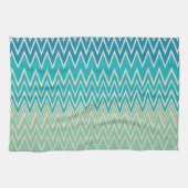 Linge De Cuisine Bleu turquoise, turquoise et vert Zigzags (Horizontal)