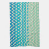 Linge De Cuisine Bleu turquoise, turquoise et vert Zigzags (Vertical)