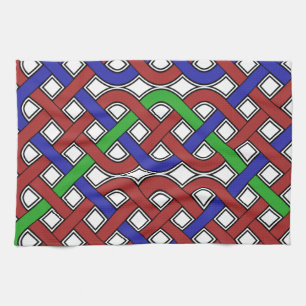 Linge De Cuisine Bleu, vert et rouge céleste noeuds