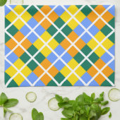 Linge De Cuisine Bleu Vert Jaune Orange (Plié)