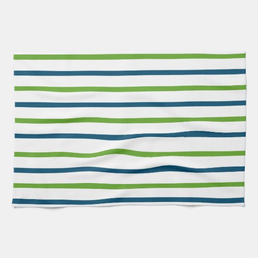 Linge De Cuisine Bleu Vert rayé (Horizontal)