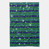 Linge De Cuisine Bleu vert rayures avec étoiles et Raindrops (Vertical)