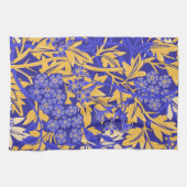Linge De Cuisine Bleu vif ornemental et jaune or (Horizontal)
