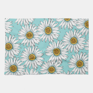 Linge De Cuisine Bleu Vintage marguerite