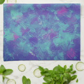 Linge De Cuisine Bleu violet Abstrait Brush Strokes Design (Plié)