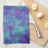 Linge De Cuisine Bleu violet Abstrait Brush Strokes Design (Quart Plié)
