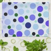 Linge De Cuisine Bleu Violet Et Vert Pois, (Plié)