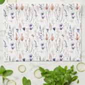 Linge De Cuisine Bleu violet Rose Beige Fleur sauvage Botanique Boh (Plié)