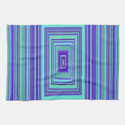 Linge De Cuisine Bleu violet vert Rectangles Art géométrique (Horizontal)