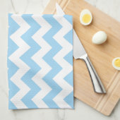 Linge De Cuisine Bleu Zigzag, Bleu Chevron, Vague Motif, Votre Nom (Quart Plié)