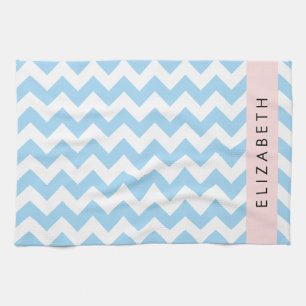 Linge De Cuisine Bleu Zigzag, Bleu Chevron, Vague Motif, Votre Nom
