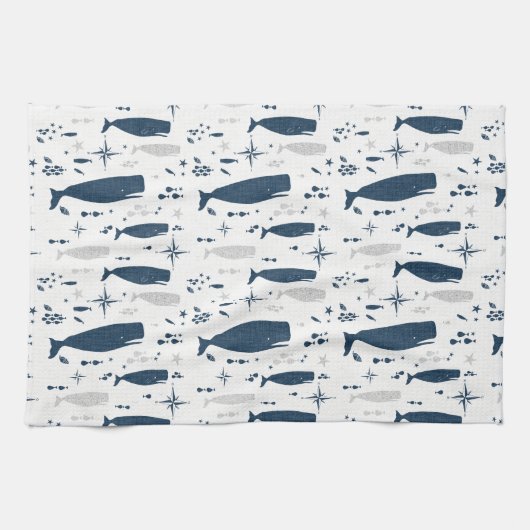 LINGE DE CUISINE BLEUE BLANCHE DE BALEINE DE SPERME AVEC TEXTURE (Horizontal)