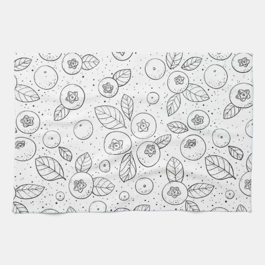 Linge De Cuisine Bleuets en noir et blanc (Horizontal)