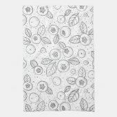 Linge De Cuisine Bleuets en noir et blanc (Vertical)