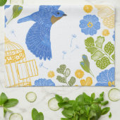 Linge De Cuisine Bleus et fleurs (Plié)