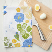 Linge De Cuisine Bleus et fleurs (Quart Plié)