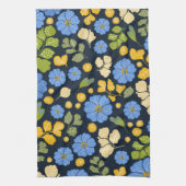 Linge De Cuisine Bleus et fleurs (Vertical)