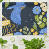 Linge De Cuisine Bleus et fleurs (Plié)