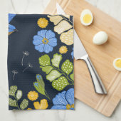 Linge De Cuisine Bleus et fleurs (Quart Plié)