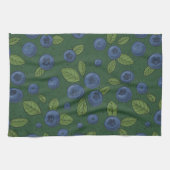 Linge De Cuisine Bleus sur vert foncé (Horizontal)