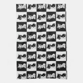 Linge De Cuisine Bloc de monogramme noir blanc pour chat (Vertical)