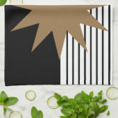 Linge De Cuisine Blocage noir blanc et soleil Brown (Plié)