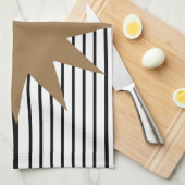 Linge De Cuisine Blocage noir blanc et soleil Brown (Quart Plié)