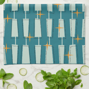 Linge De Cuisine Blocs Atomiques Teal, Aqua de Style Moderne du Mil