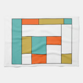 Linge De Cuisine Blocs de couleur bleu orange or rétro (Horizontal)