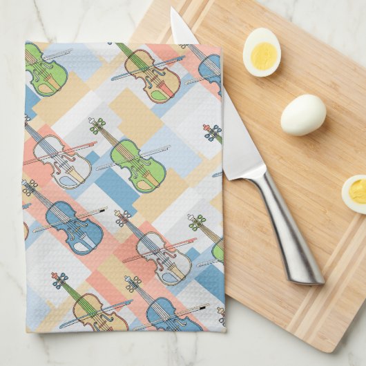Linge De Cuisine Blocs de violon coloré (Quart Plié)