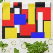 Linge De Cuisine Blocs géométriques rouge, jaune, noir et bleu (Plié)