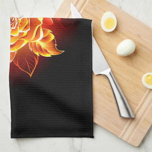 Linge De Cuisine Blooming Fire Rose (Quart Plié)