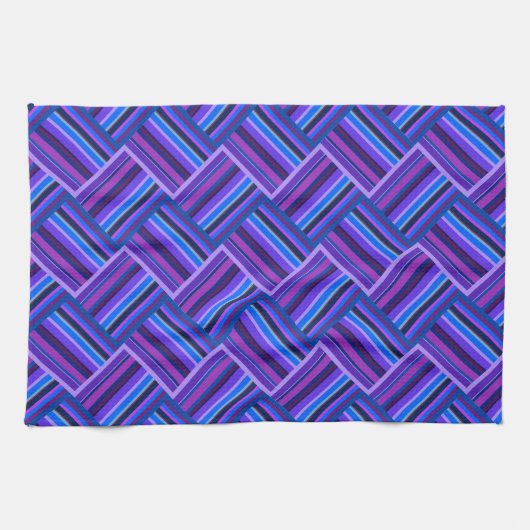 Linge De Cuisine Blue and purple stripes weave (Horizontal)