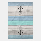 Linge De Cuisine Blue and Tan Tones Wood Nautical - Monogram (Vertical)