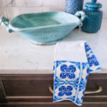 Linge De Cuisine Blue and White Azulejos Tile Design<br><div class="desc">Inspired by a recent trip to Portugal,  this design comes from the intricate azulejo tiles that adorn Portuguese cities. This tile design towel adds a pop of color and European charm to any kitchen!</div>