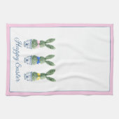 Linge De Cuisine Blue and White Chinoiserie With Rabbit Topiaries (Horizontal)