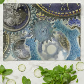 Linge De Cuisine Blue aqua steampunk gears, cogs, clock faces (Plié)