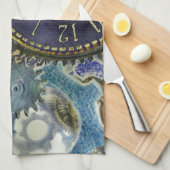 Linge De Cuisine Blue aqua steampunk gears, cogs, clock faces (Quart Plié)