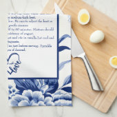 Linge De Cuisine Blue Chinoiserie Family Recipe Keepsake Custom  (Quart Plié)