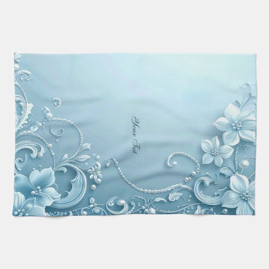 Linge De Cuisine Blue Decorative Floral Kitchen Towel (Horizontal)