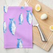 Linge De Cuisine Blue fish on lilac (Quart Plié)