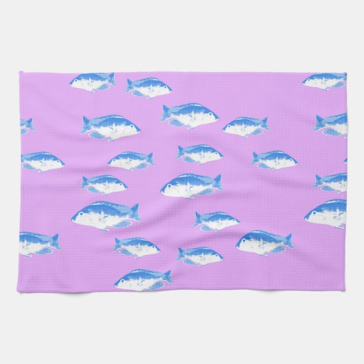 Linge De Cuisine Blue fish on lilac (Horizontal)